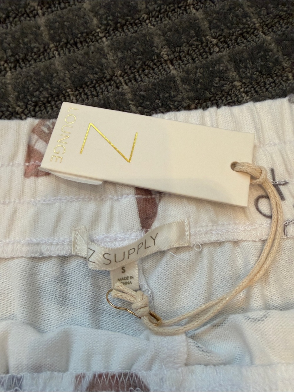 Z Supply Cream Football Print Lounge Shorts - Picture 2 of 4